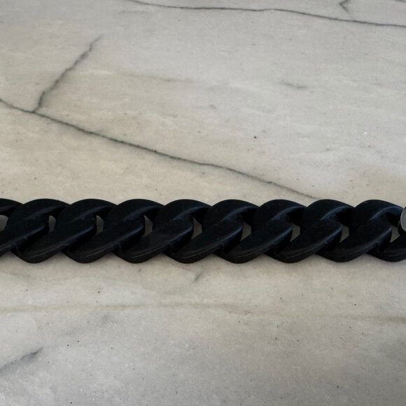 Marc By Marc Jacobs Turnlock Katie Stretch Bracelet Black Rubber Silver Logo OS - Picture 6 of 8